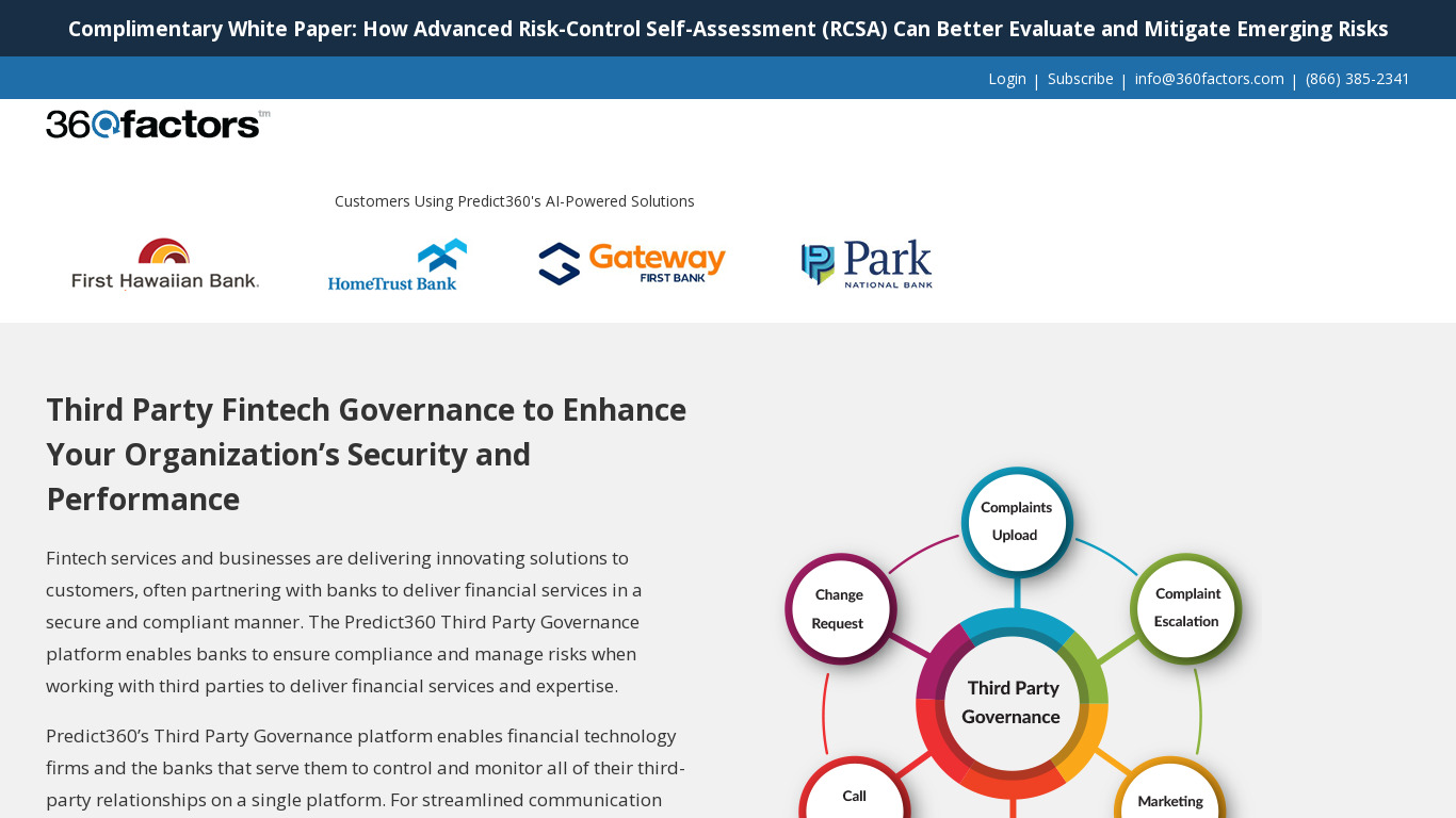 Predict360 Third Party Governance Landing page