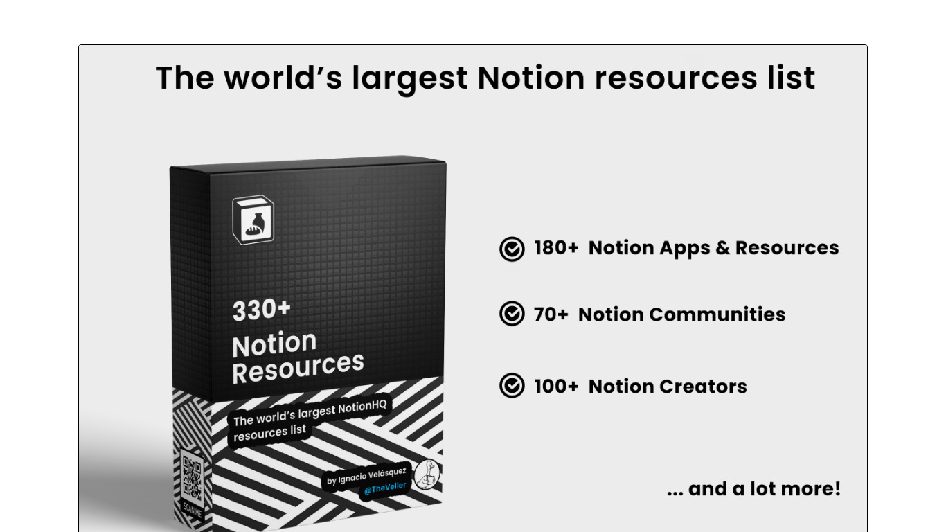 330+ Notion Resources Landing page