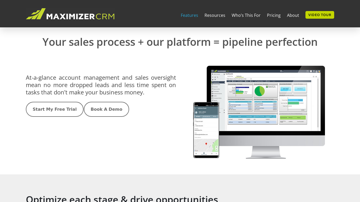 Maximizer Sales CRM Landing page