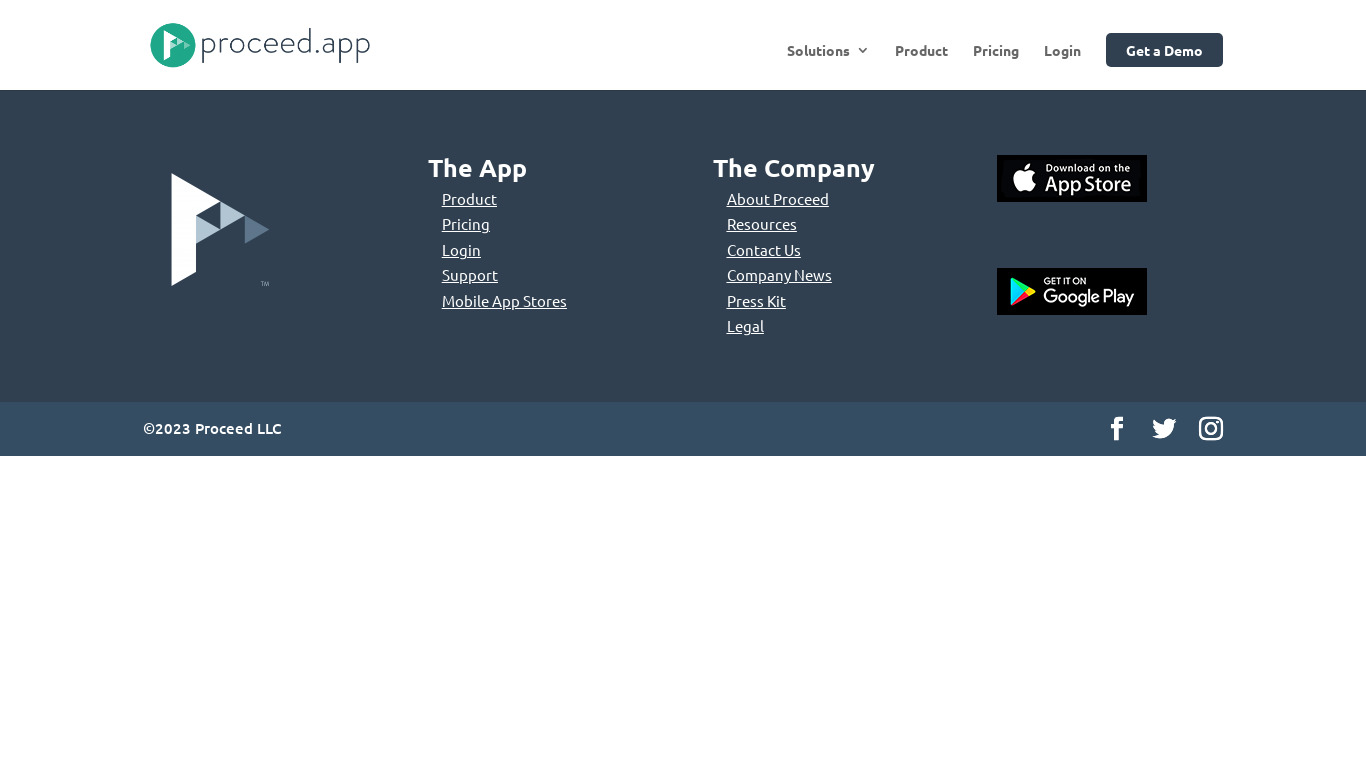 Proceed.app Landing page