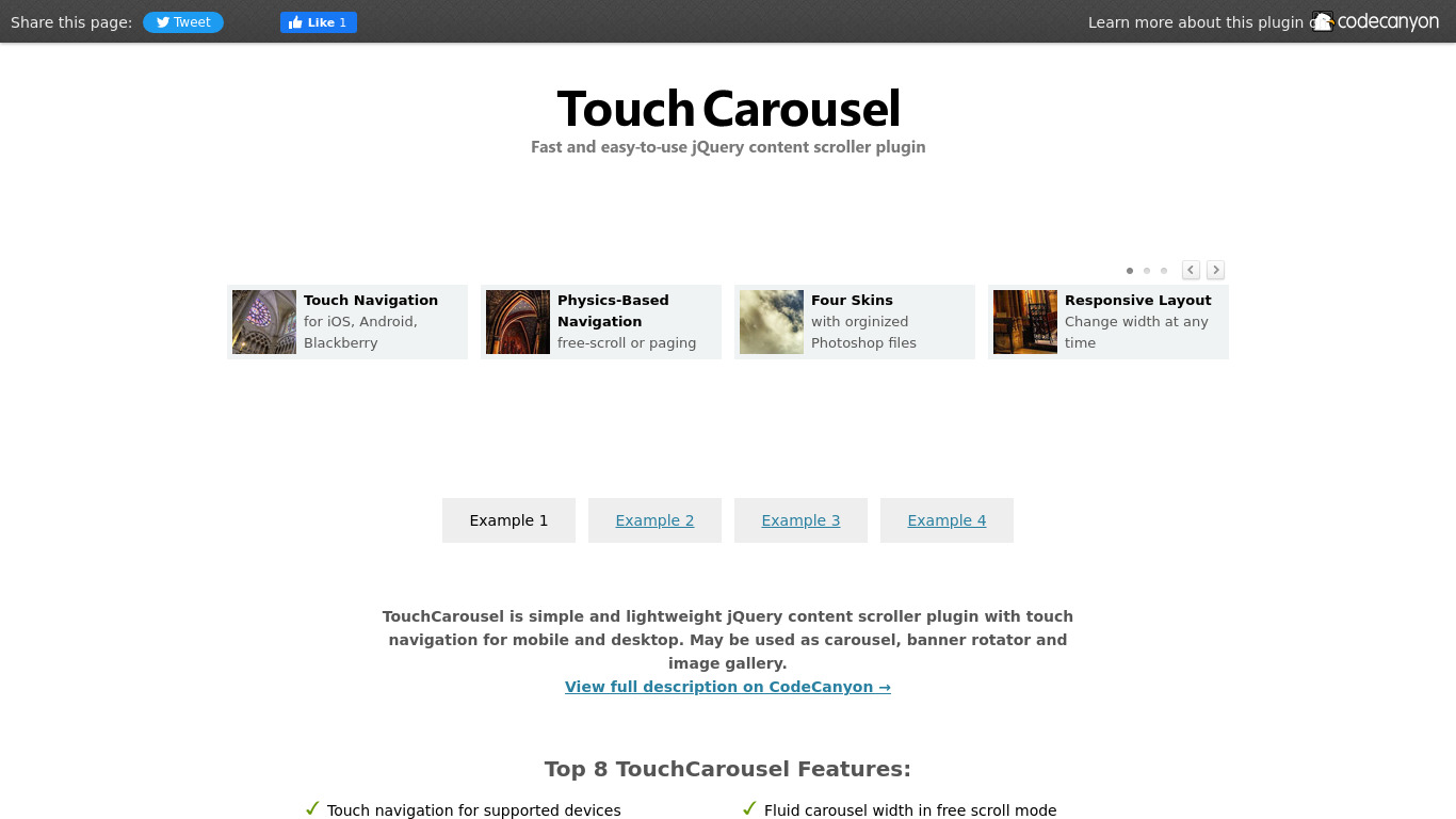 TouchCarousel Landing page