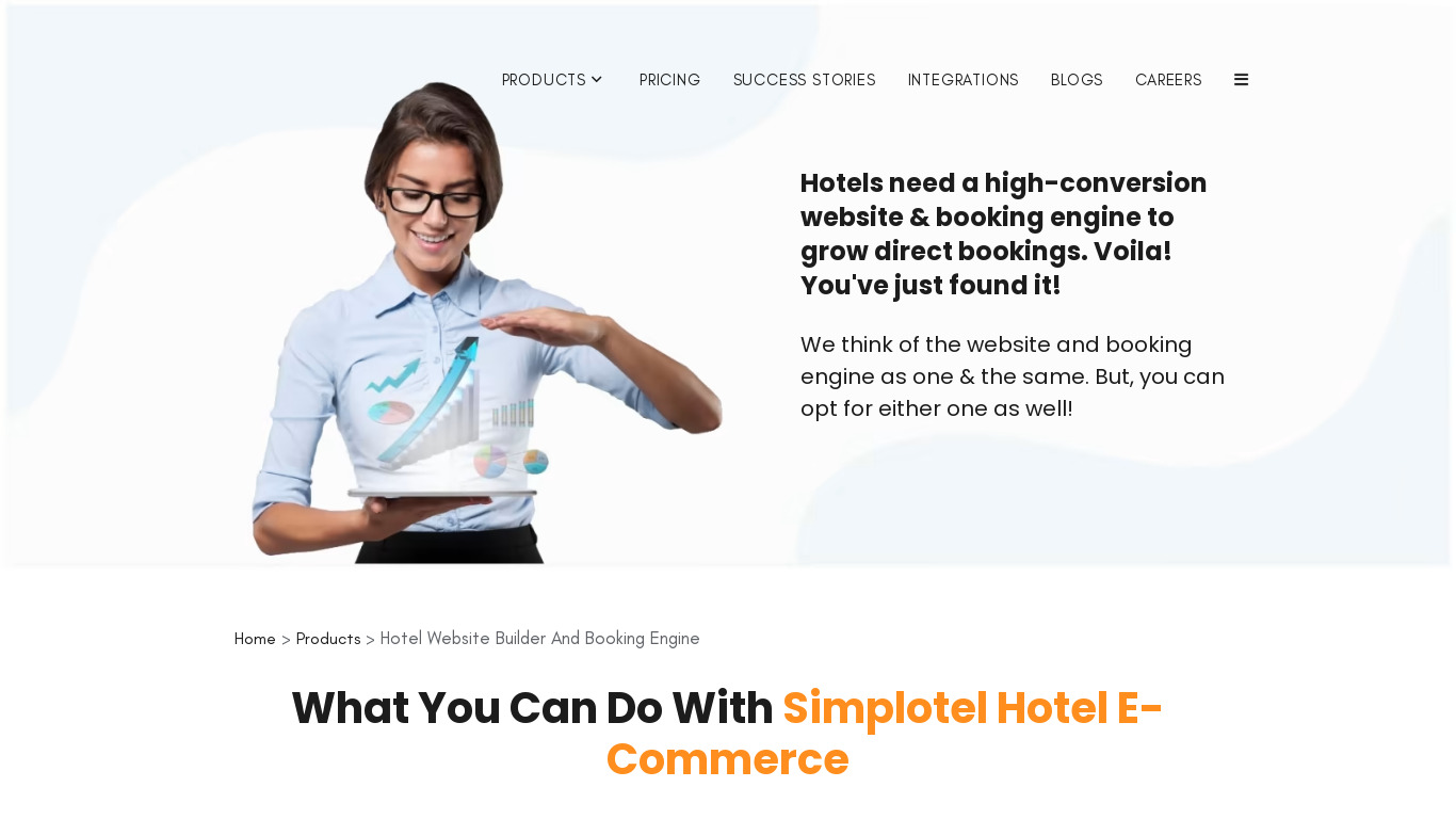 Simplotel Hotel Website Builder Landing page