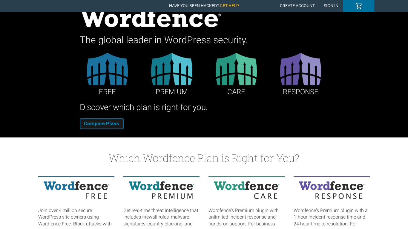 Wordfence Landing page