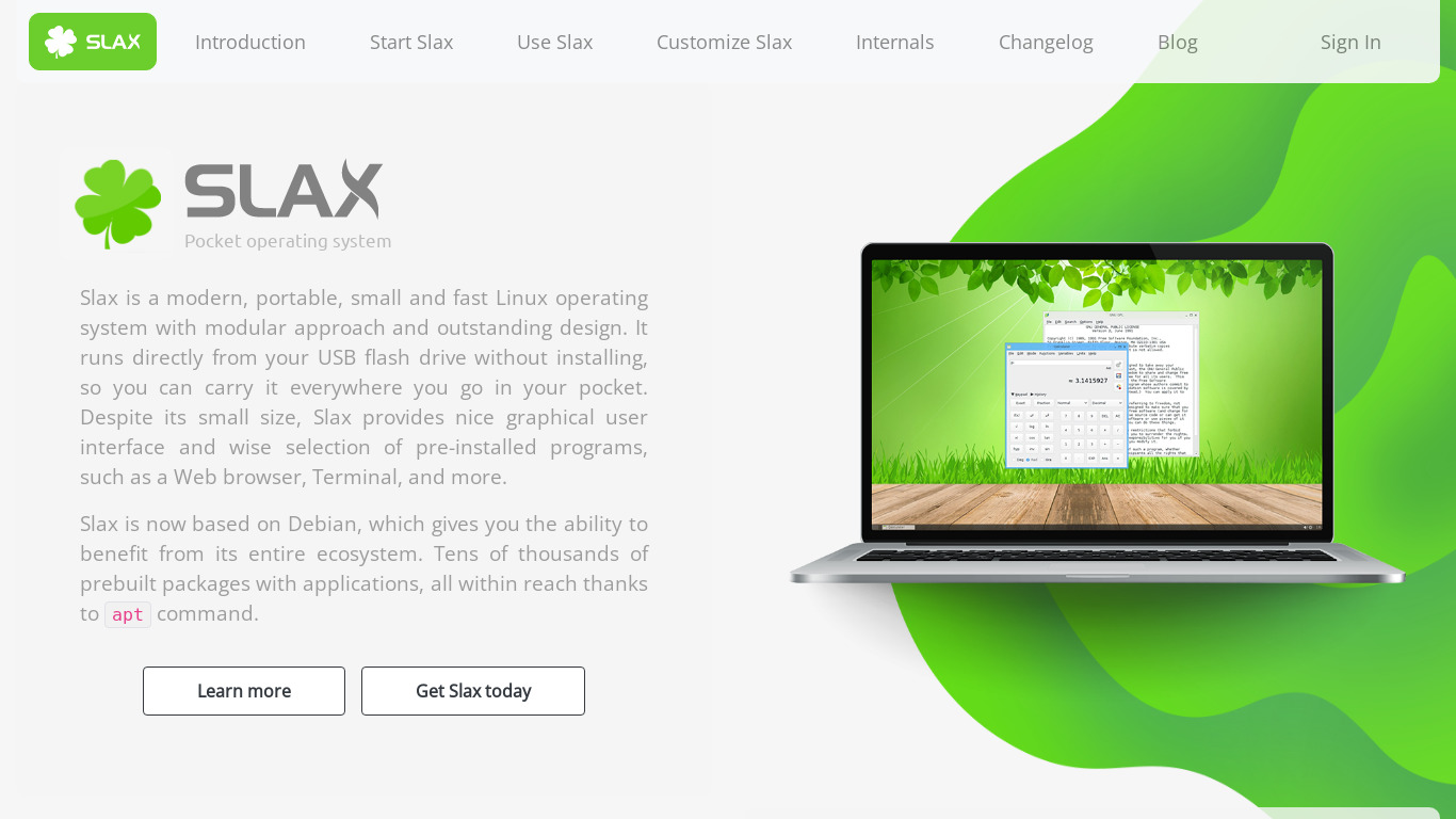 Slax Landing page