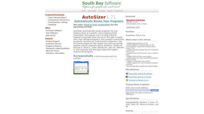 AutoSizer Landing Page