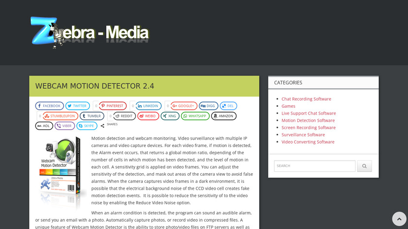 Webcam Motion Detector Landing Page