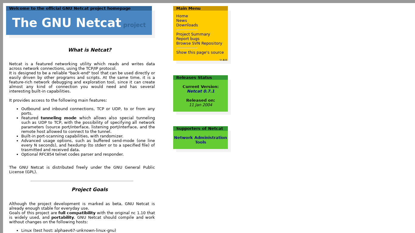 netcat Landing page