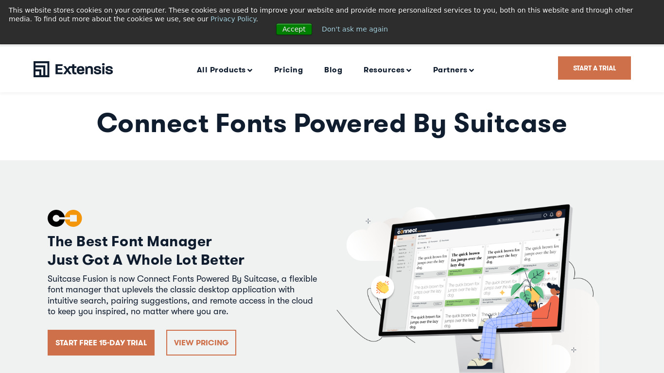 Connect Fonts Powered By Suitcase Landing page