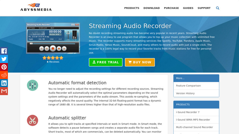 Abyssmedia Streaming Audio Recorder Landing Page