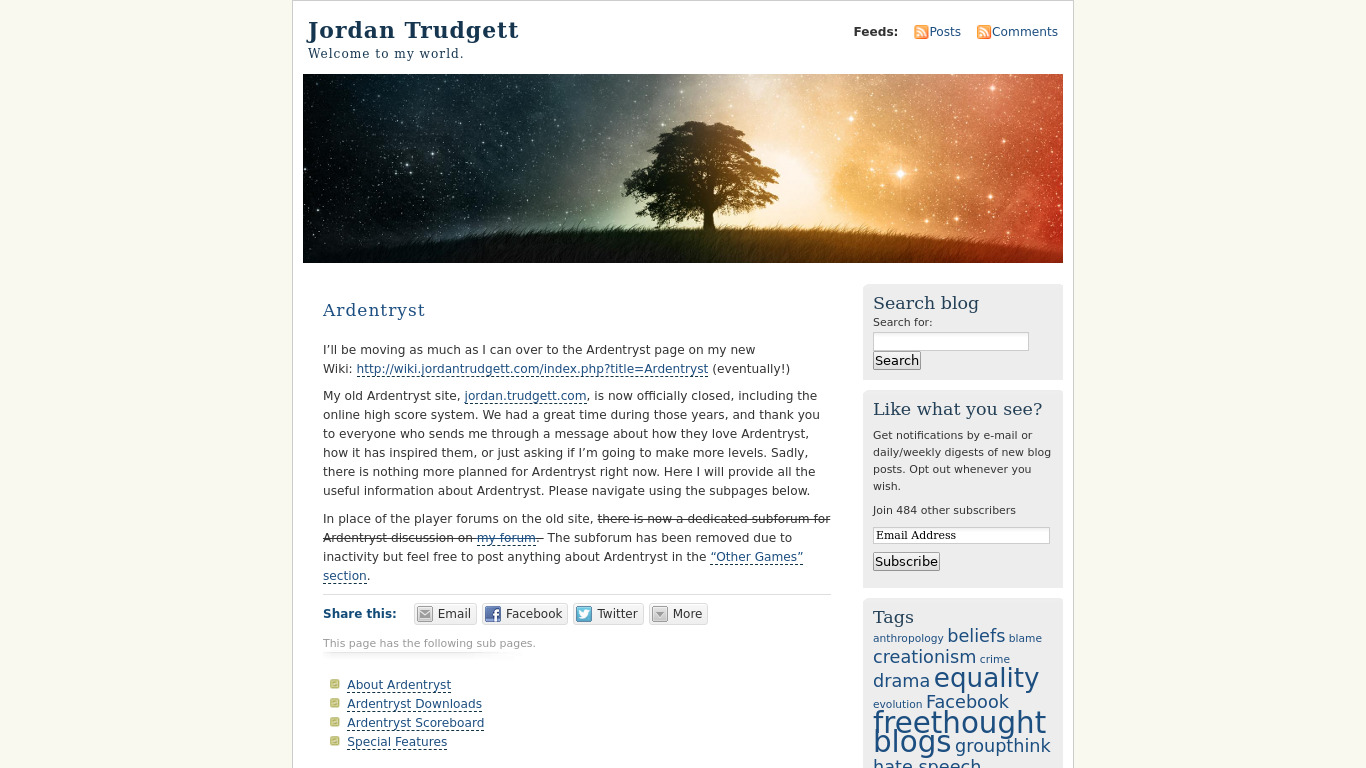 jordantrudgett.com Ardentryst Landing page