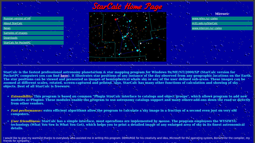 StarCalc Landing Page