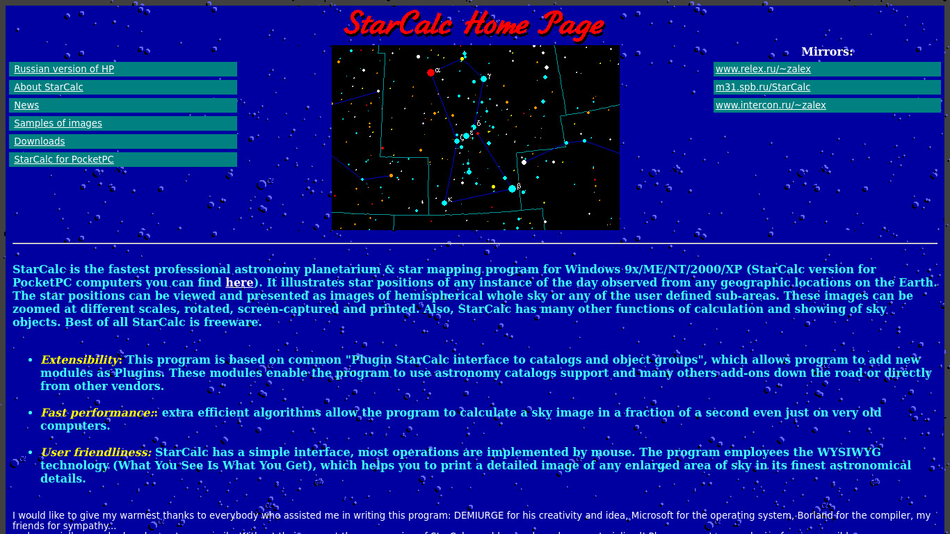StarCalc Landing page
