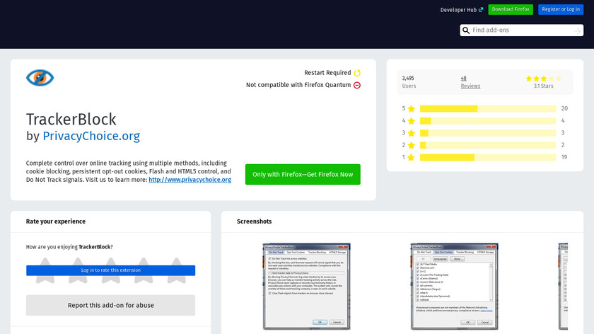 addons.mozilla.org TrackerBlock Landing Page