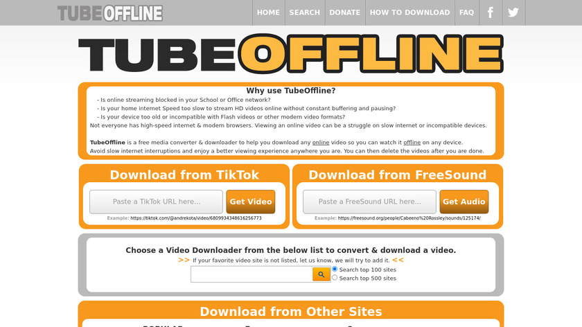 TubeOffline Landing Page