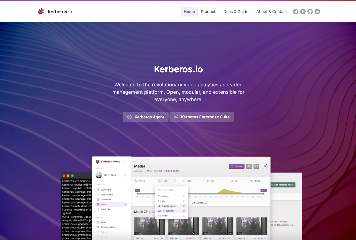 Kerberos.io Landing page