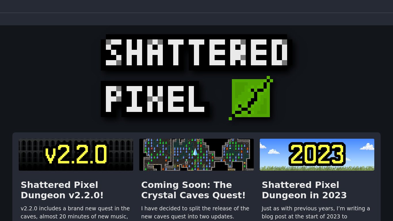 Shattered Pixel Dungeon Landing page