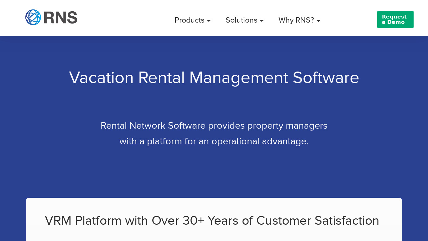 Rental Network Software Landing page