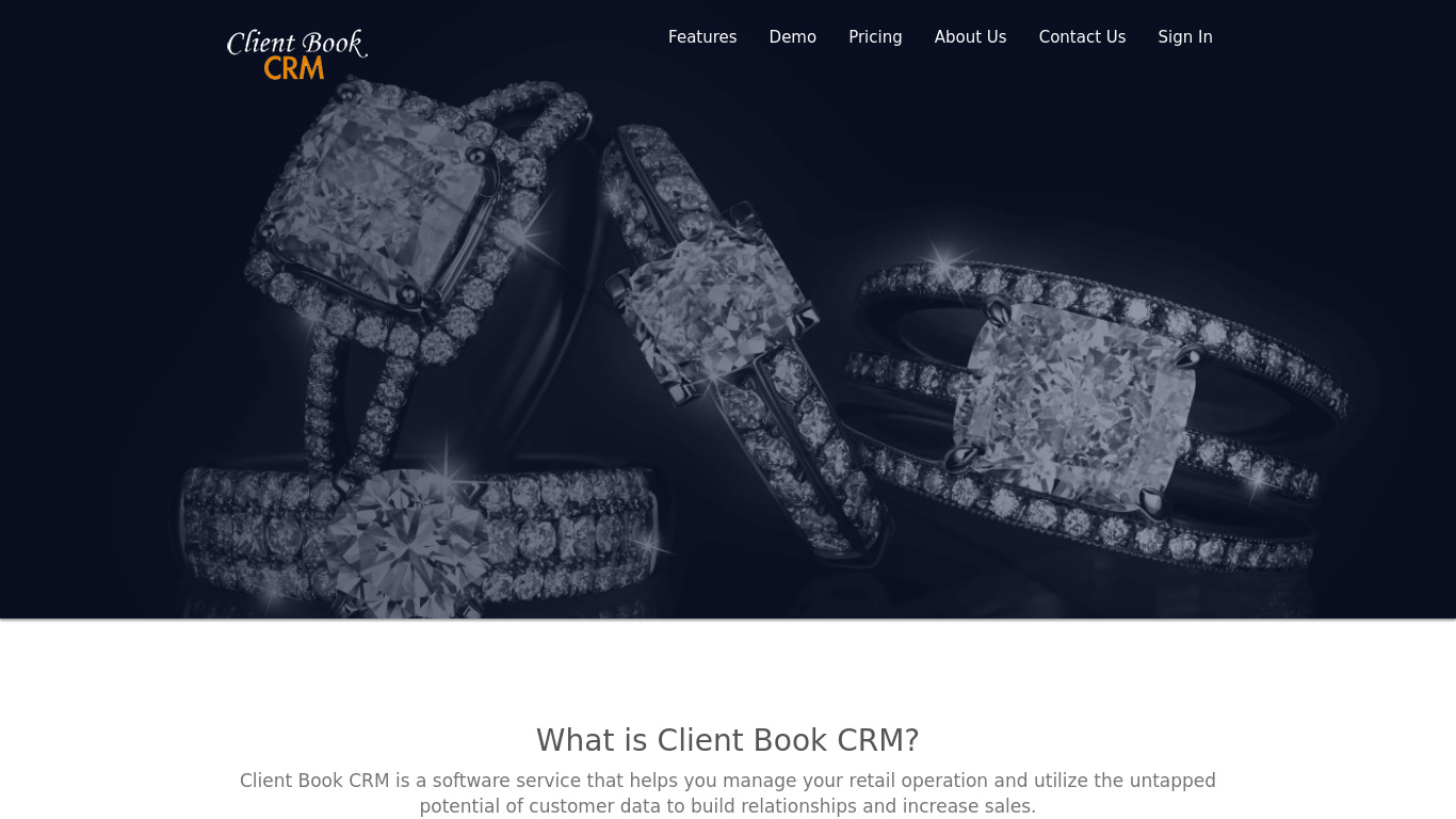 Client Book CRM Landing page