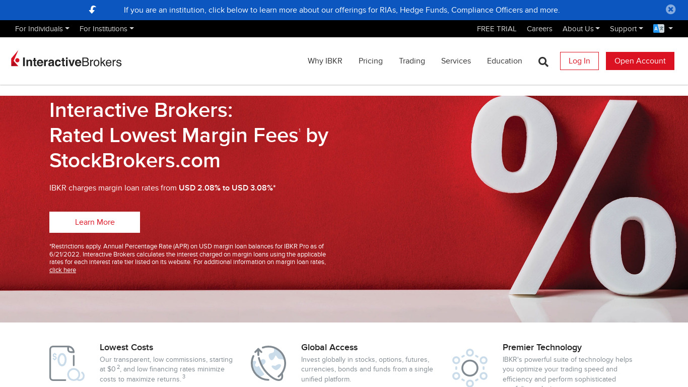 Interactive Brokers Landing page