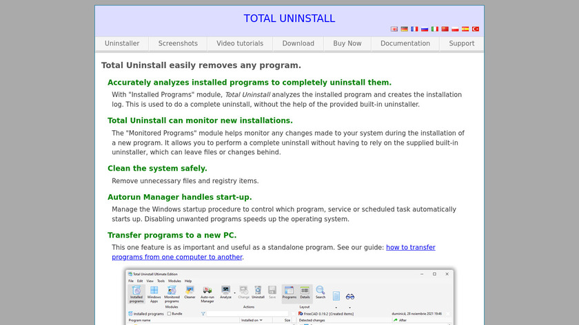 Total Uninstall Landing Page
