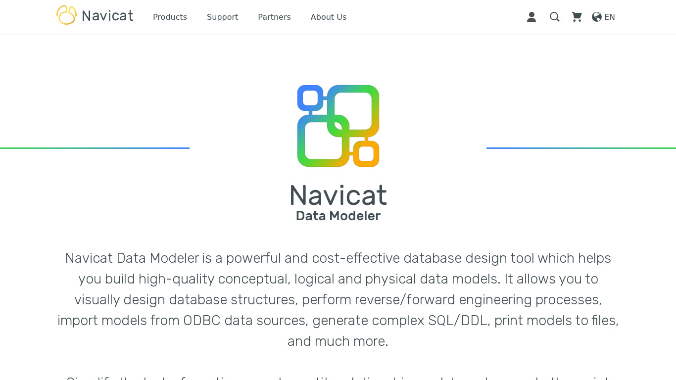 Navicat Data Modeler Landing page