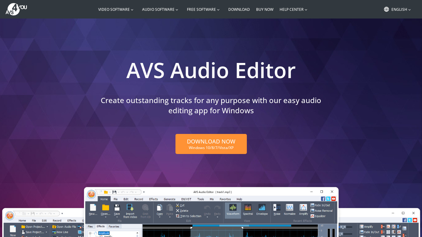 AVS Audio Editor Landing page