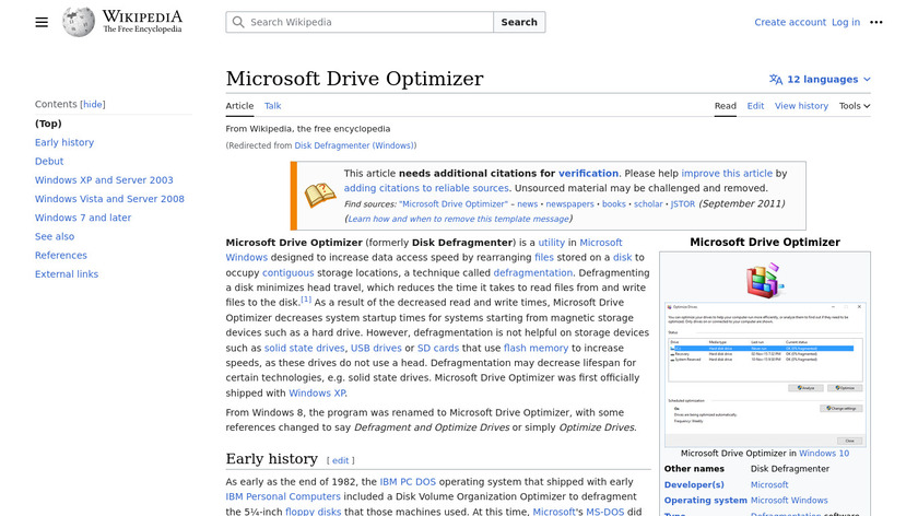 Windows Disk Defragmenter Landing Page