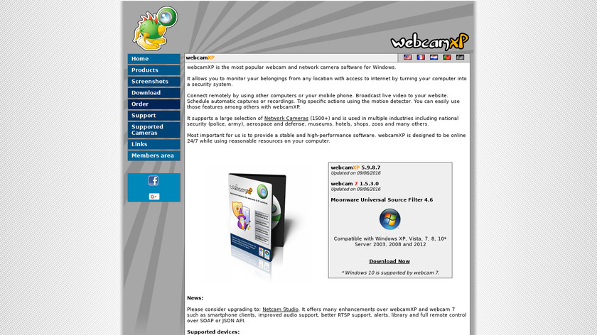 webcamXP Landing Page