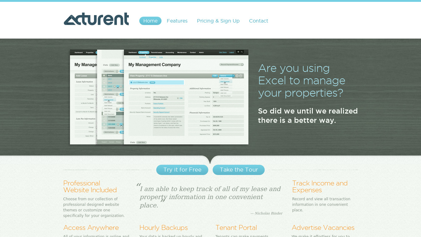 Acturent Landing page