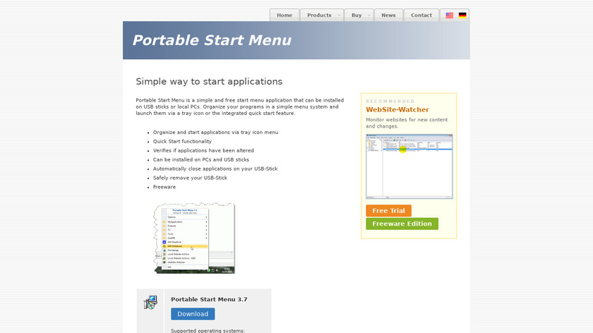 Portable Start Menu Landing Page