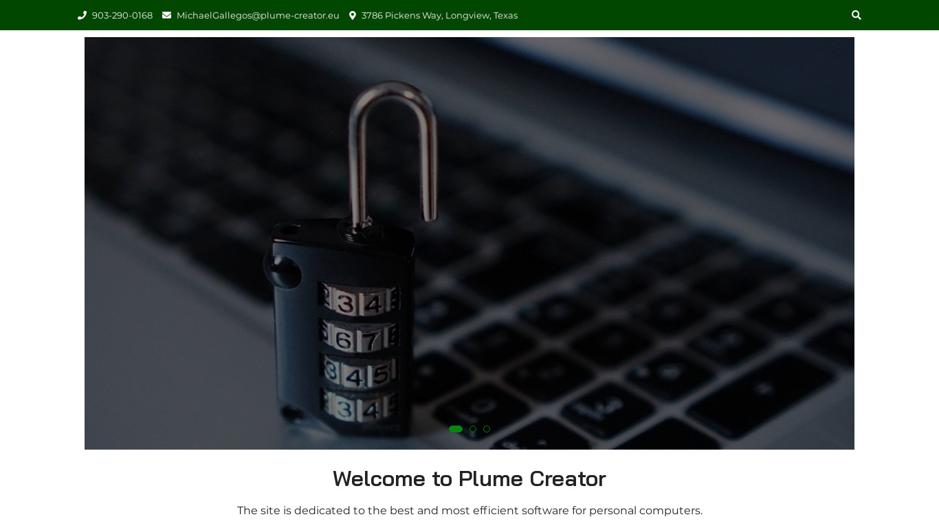 Plume Creator Landing page