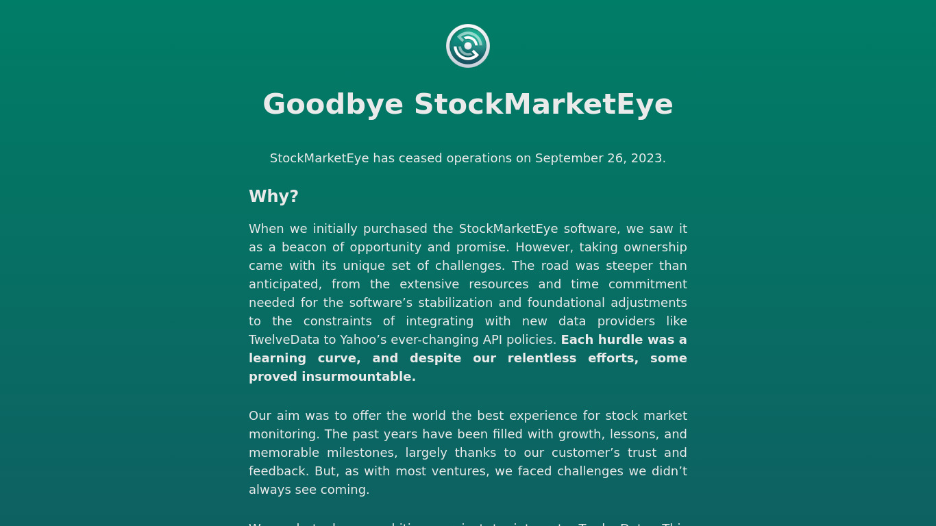 StockMarketEye Landing page