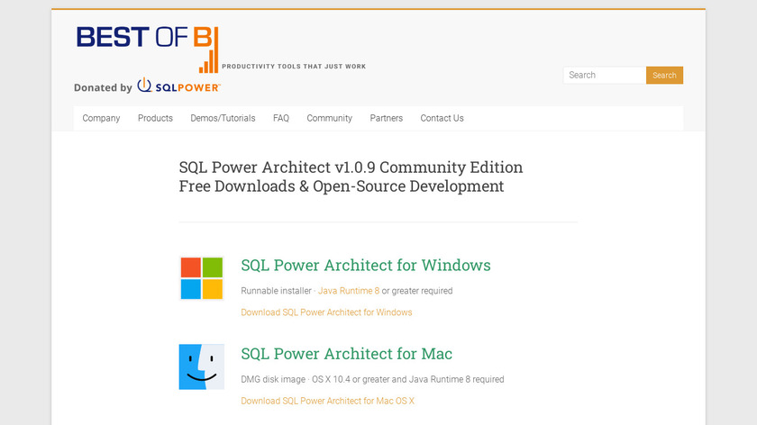 SQL Power Architect Landing Page