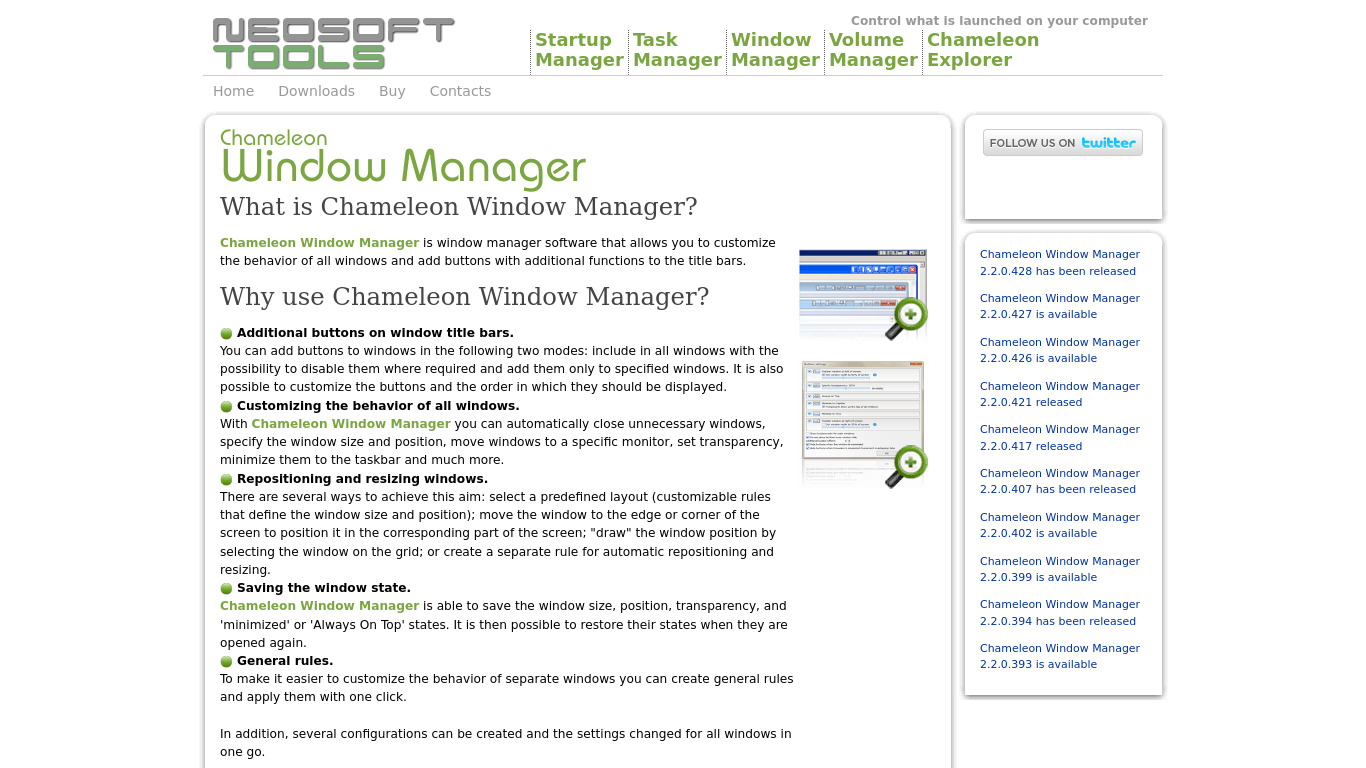 Chameleon Window Manager Landing page