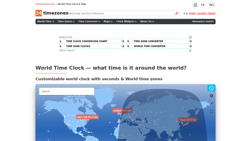 24 Time Zones Landing Page
