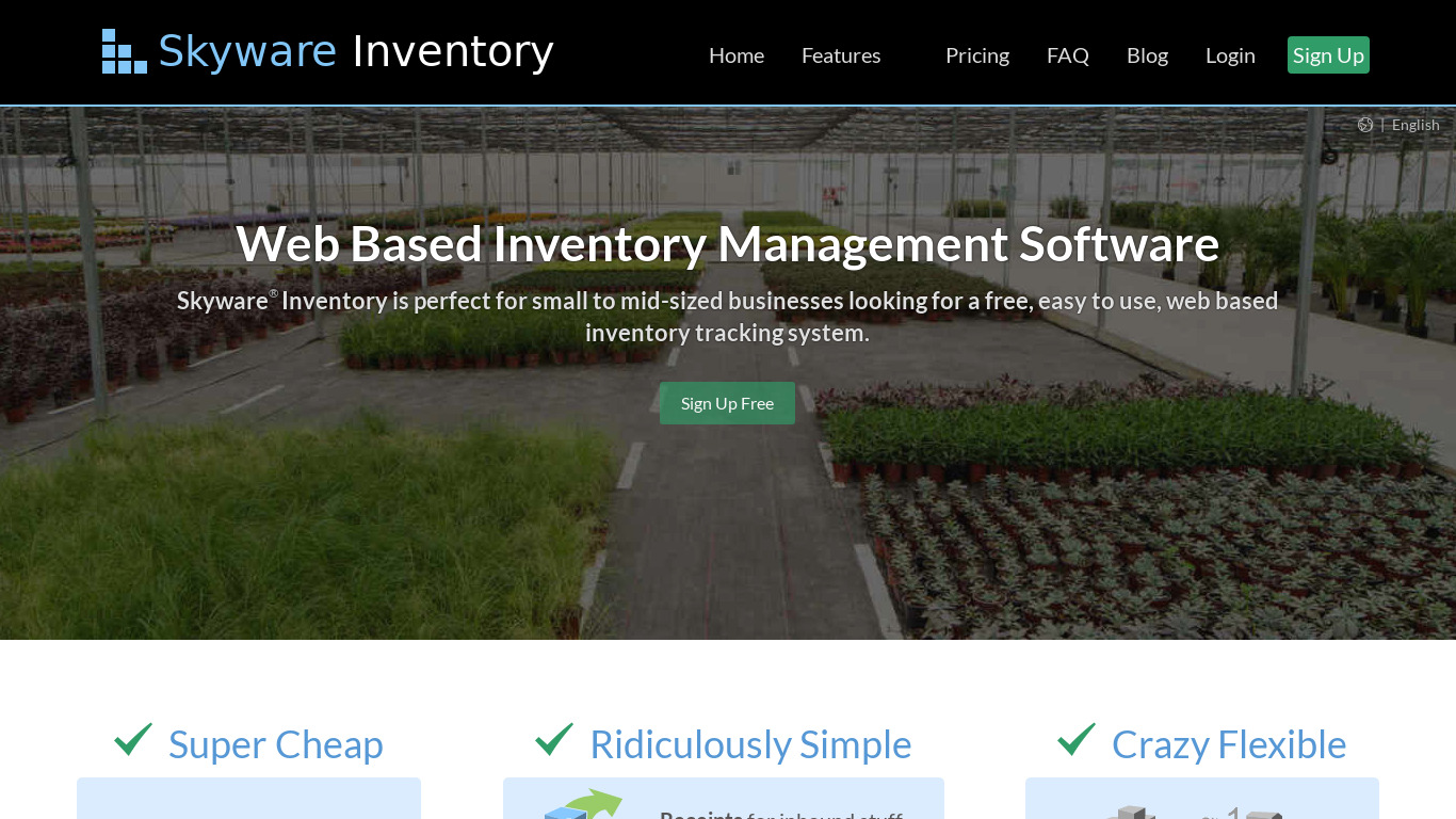 Skyware Inventory Landing page