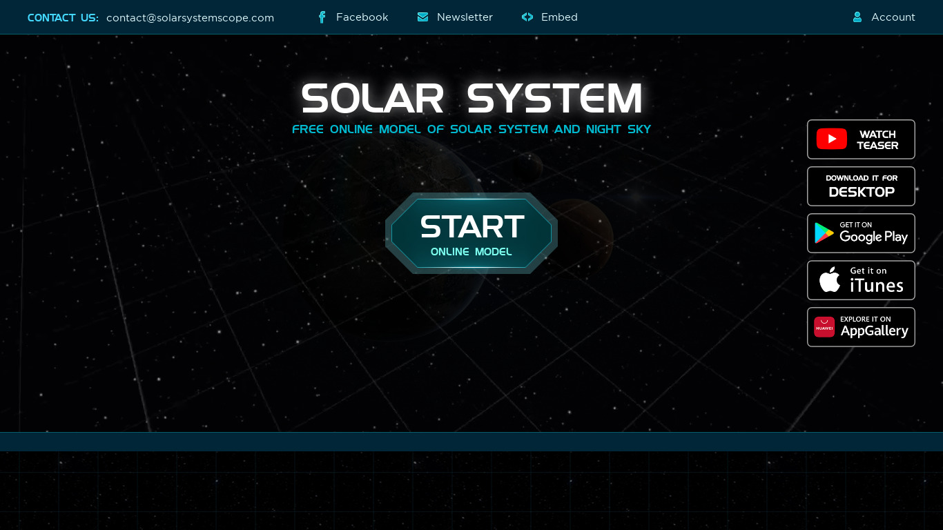 Solar System Scope Landing page