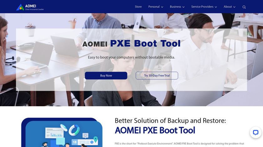 AOMEI PXE Boot Landing Page