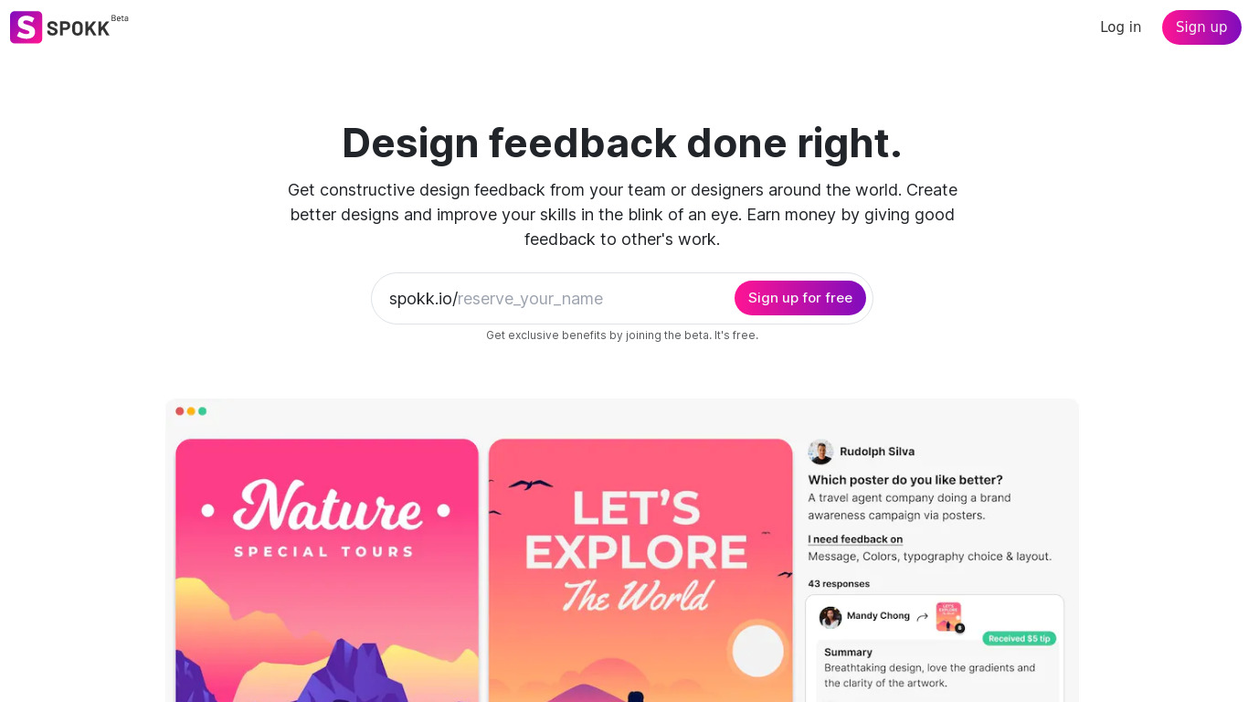 Spokk Landing page