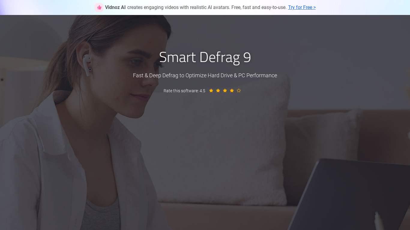IObit Smart Defrag Landing page