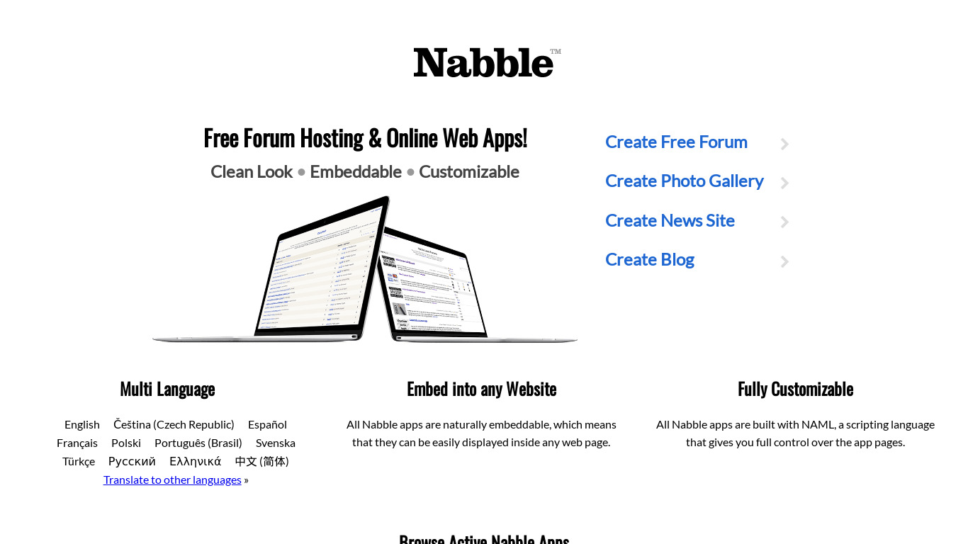 Nabble Landing page