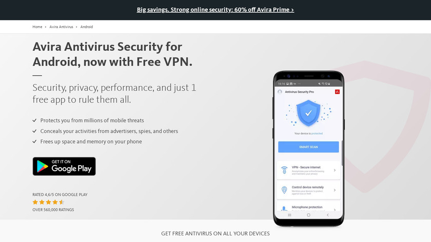Avira Mobile Security Landing Page