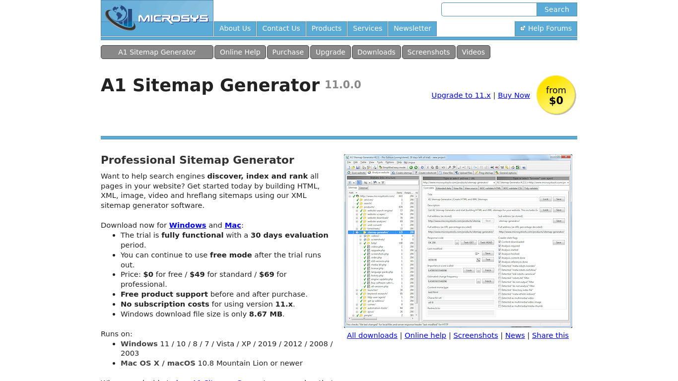 A1 Sitemap Generator Landing page
