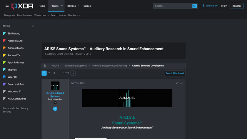 A.R.I.S.E. Sound Mod Landing Page