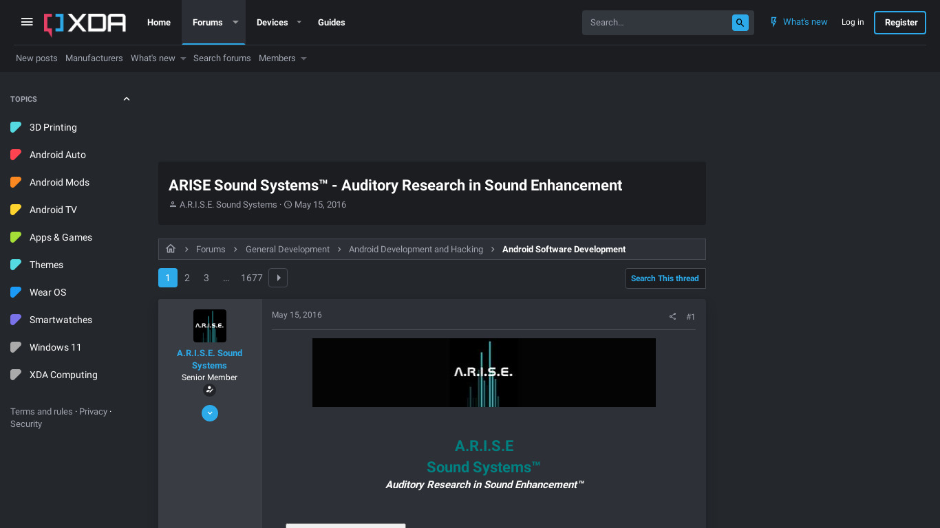 A.R.I.S.E. Sound Mod Landing page