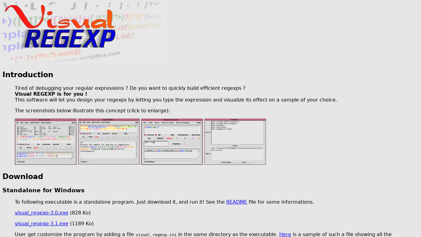 Visual REGEXP Landing page