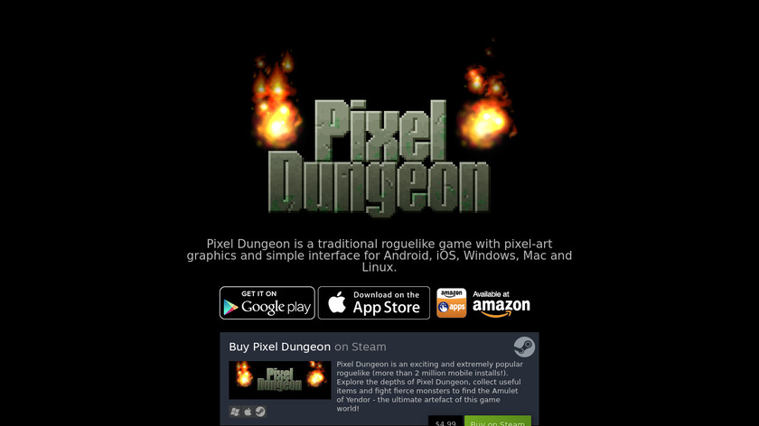 Pixel Dungeon Landing Page