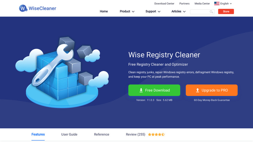 Wise Registry Cleaner Landing Page