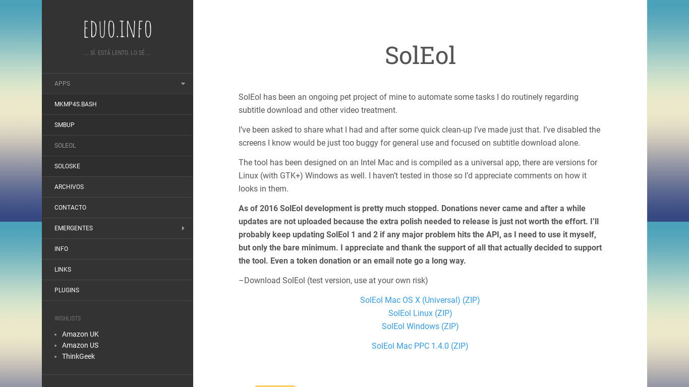 SolEol Landing page