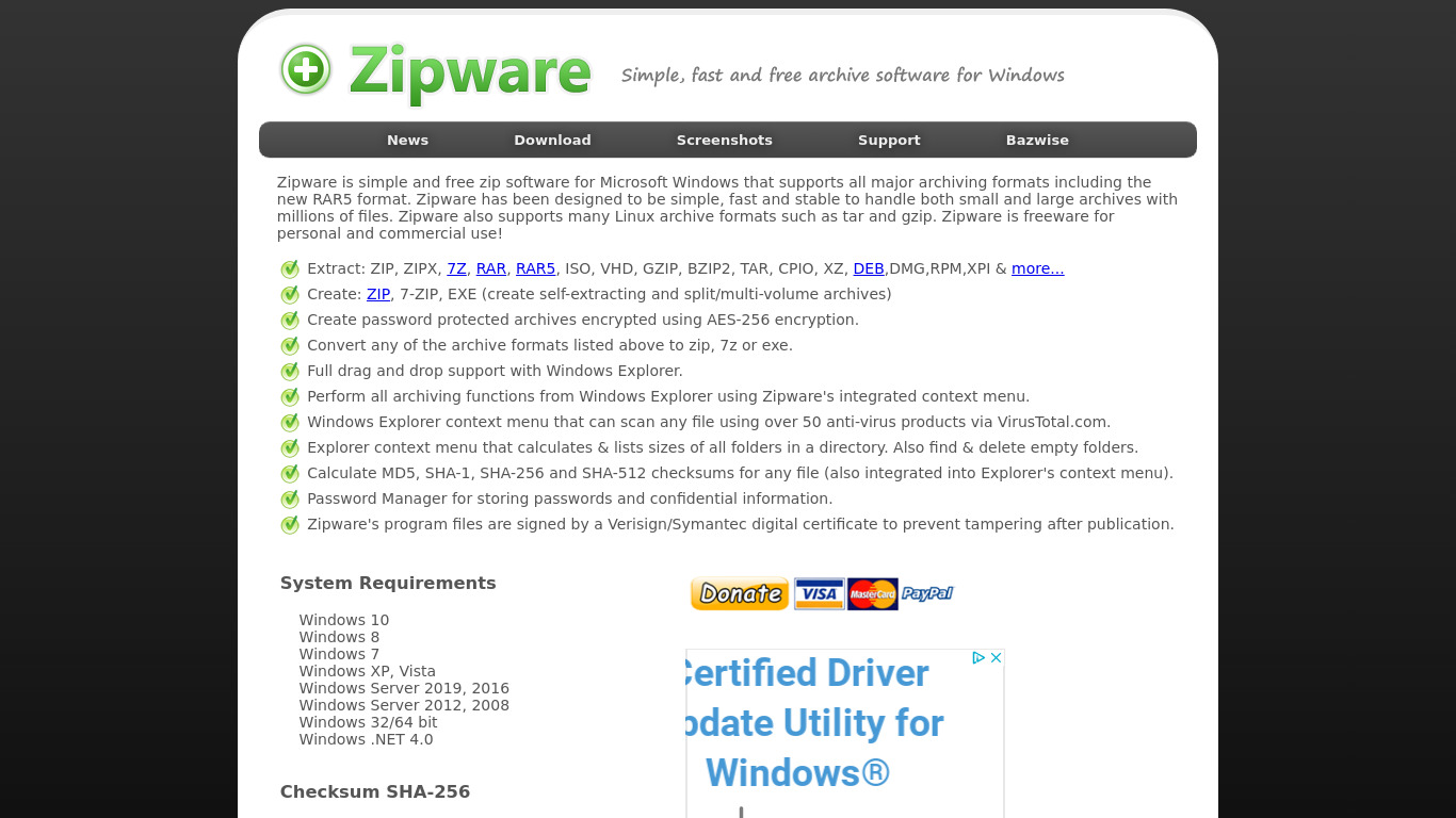 Zipware Landing page